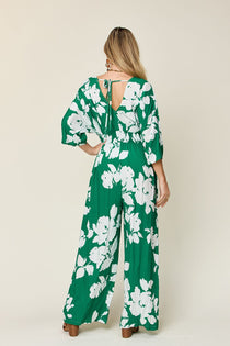 Printed Tie Back Wide Leg Jumpsuit