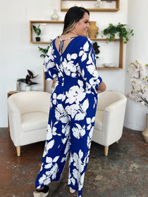 Printed Tie Back Wide Leg Jumpsuit