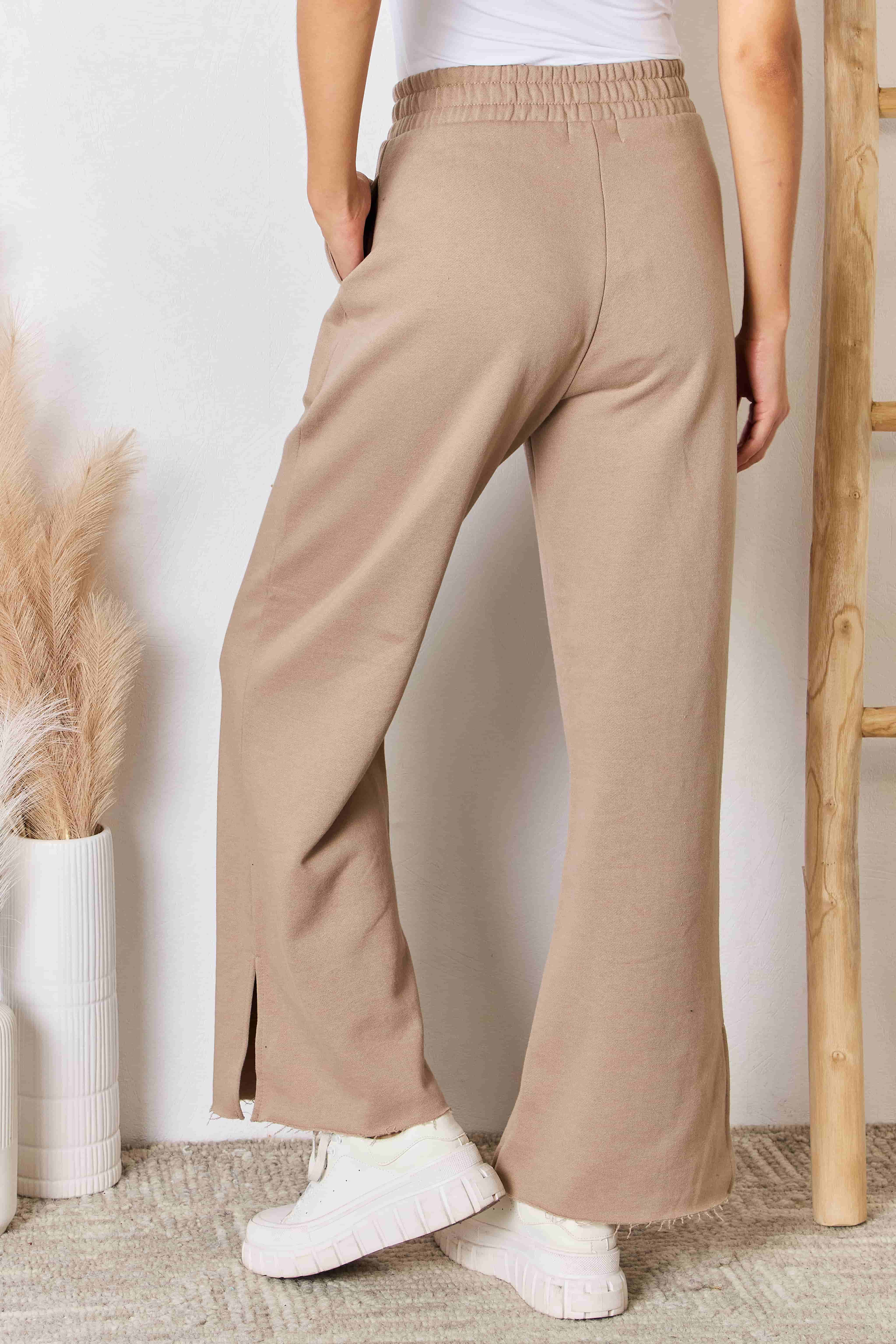 Wide Waistband Slit Wide Leg Pants Secondary image