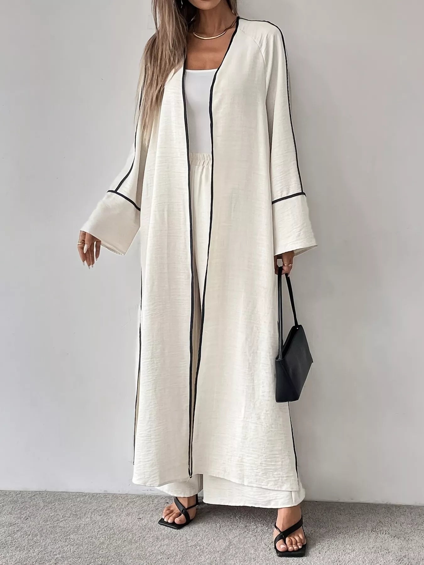 Contrast Trim Cardigan and Pants Set Secondary image