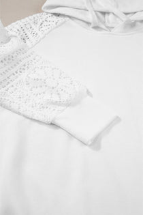 Drawstring Openwork Long Sleeve Hoodie