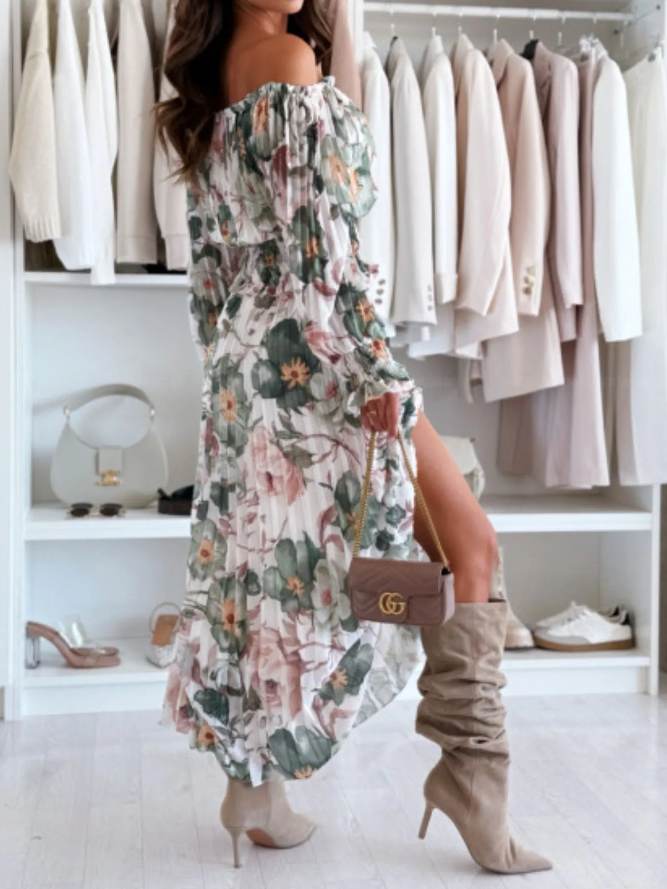 Floral Off-Shoulder Top and Skirt Set with Ruffled Detail Secondary image