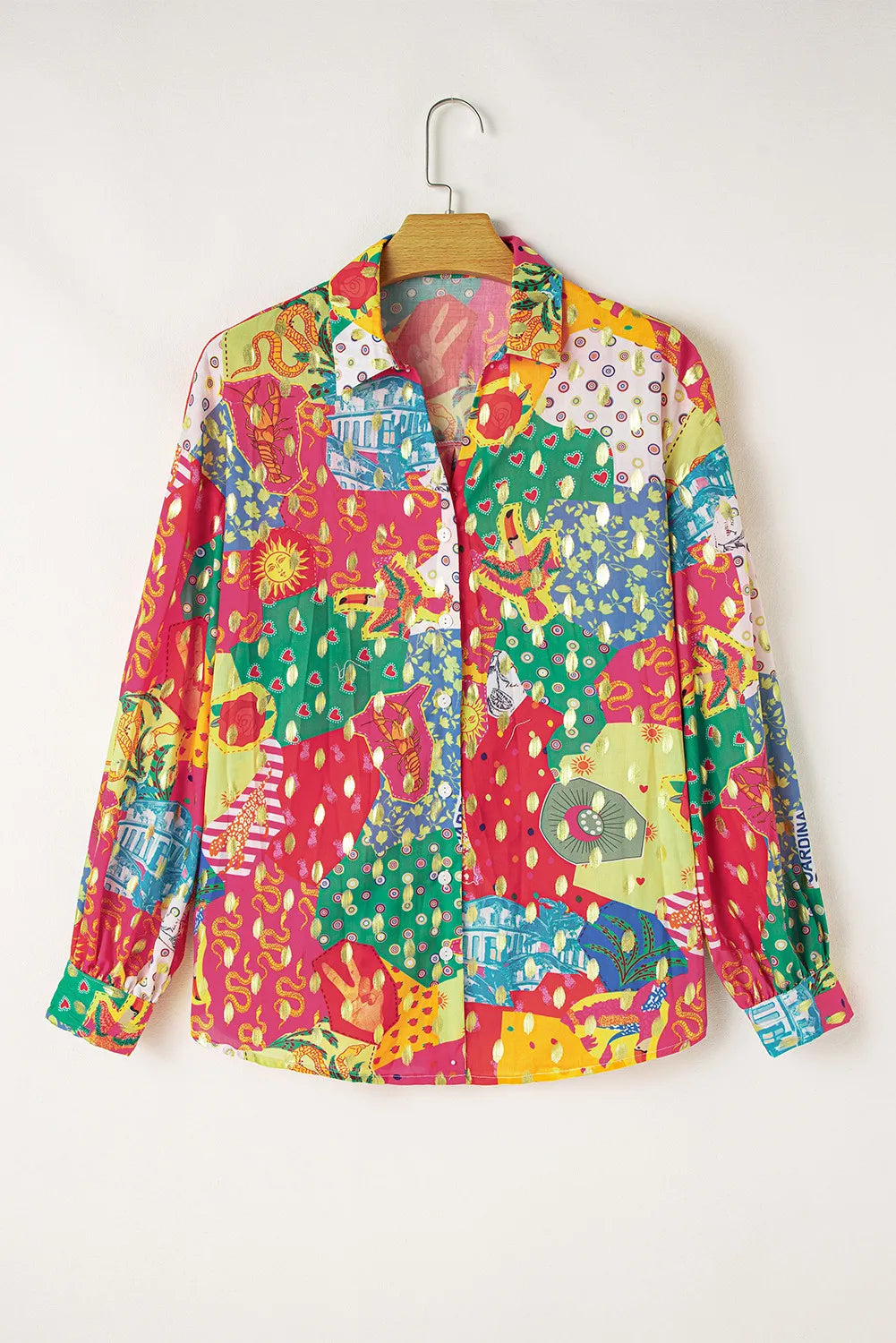 Printed Collared Neck Long Sleeve Shirt Secondary image