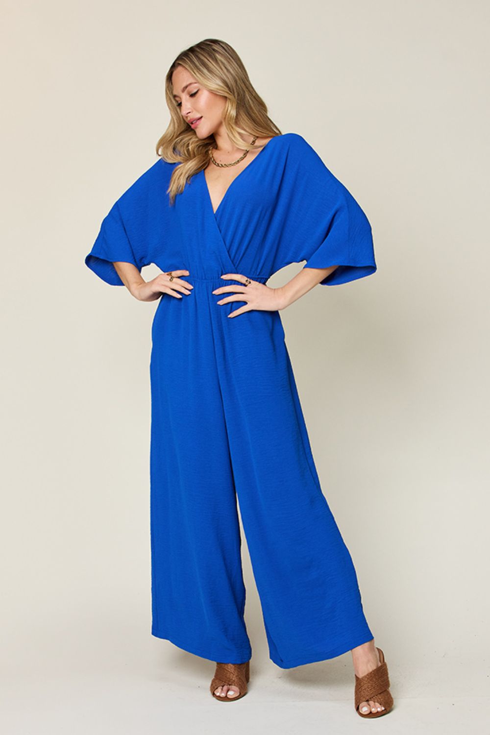 Surplice Wide Leg Jumpsuit with Pockets Main image