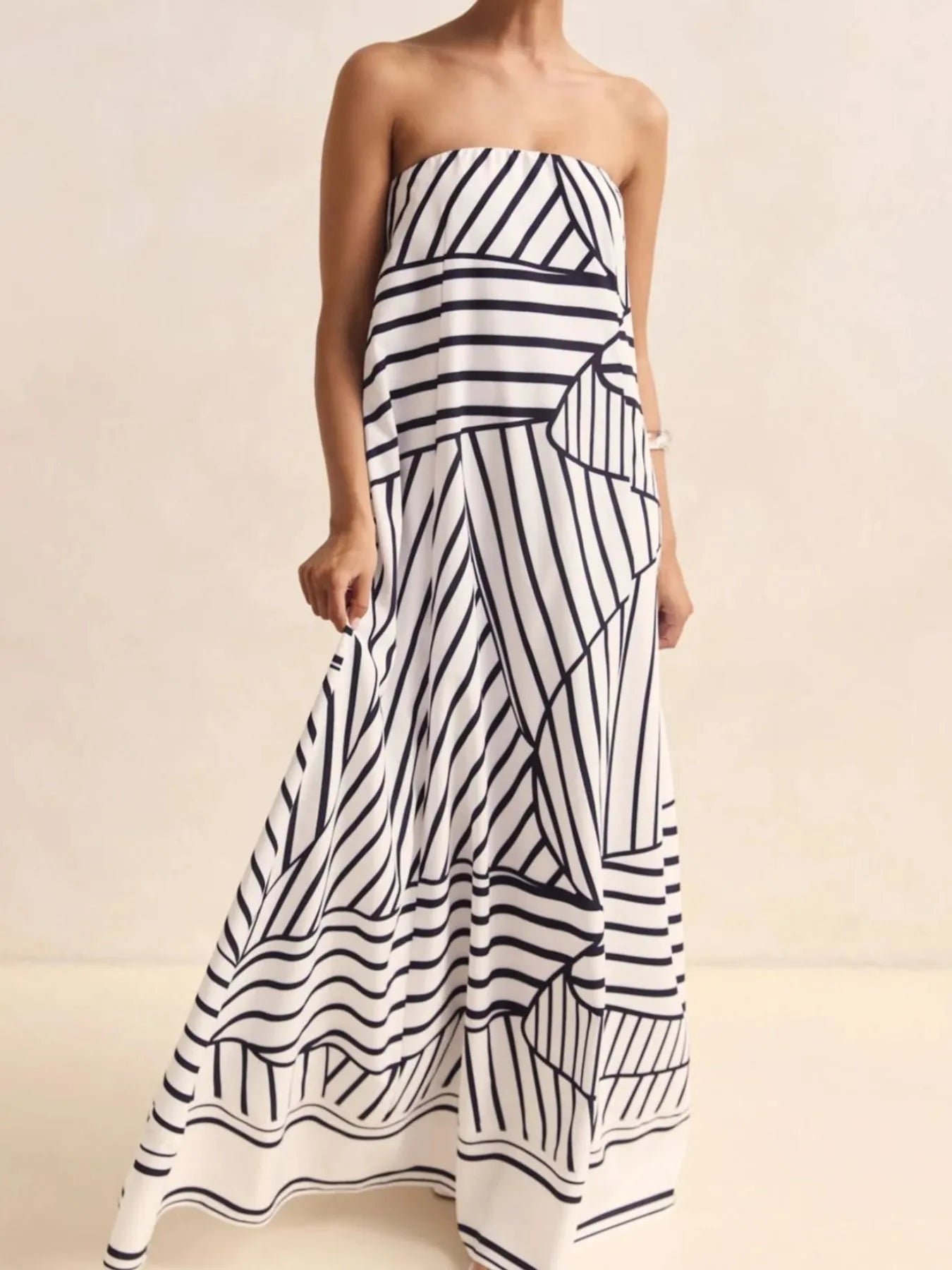 Printed Tube Maxi Dress with Smocked Bodice Secondary image