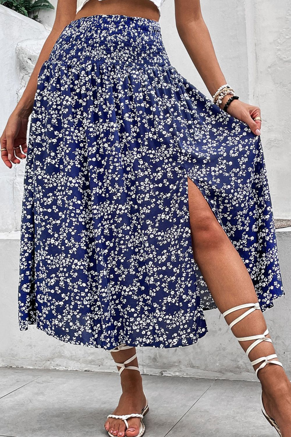 Ditsy Floral Slit High Waist Skirt Main image