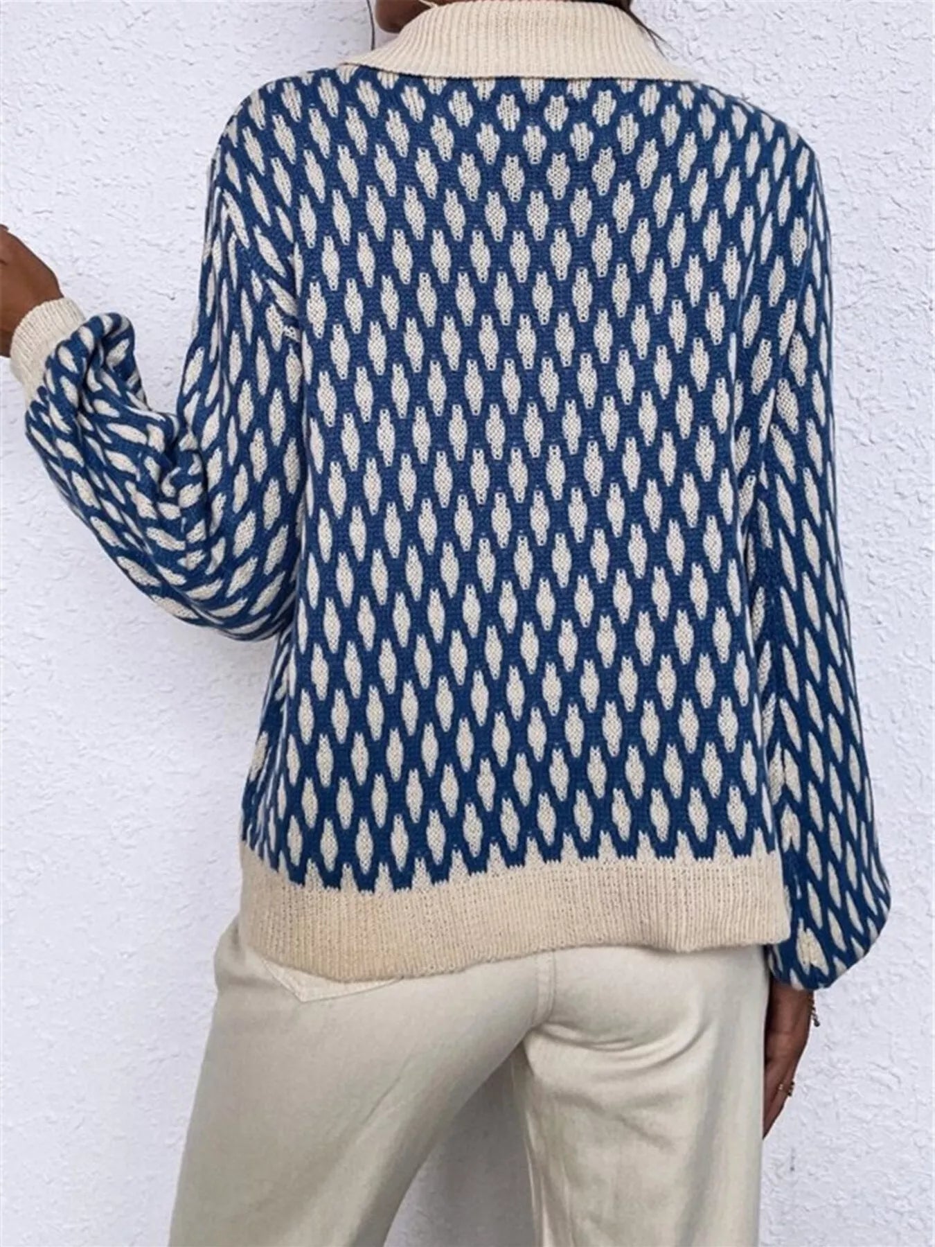 Diamond Pattern Peter Pan Collar Sweater Secondary image