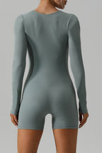 Square Neck Long Sleeve Active Romper