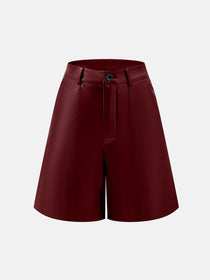High-Rise Vegan Leather Shorts with Pockets