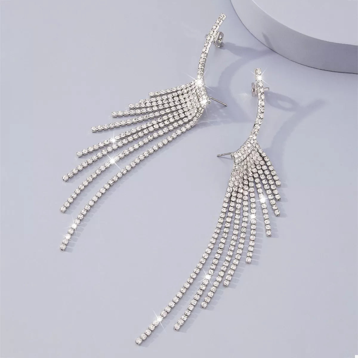 Rhinestone Fringe Earrings Secondary image