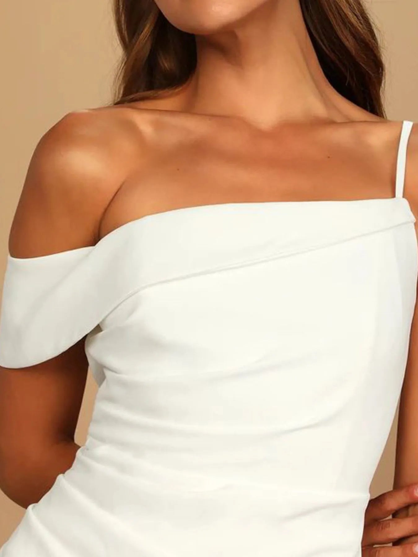 Asymmetrical Neck Midi Dress with Side Slit Secondary image