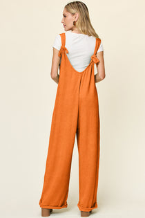 Texture Sleeveless Wide Leg Jumpsuit