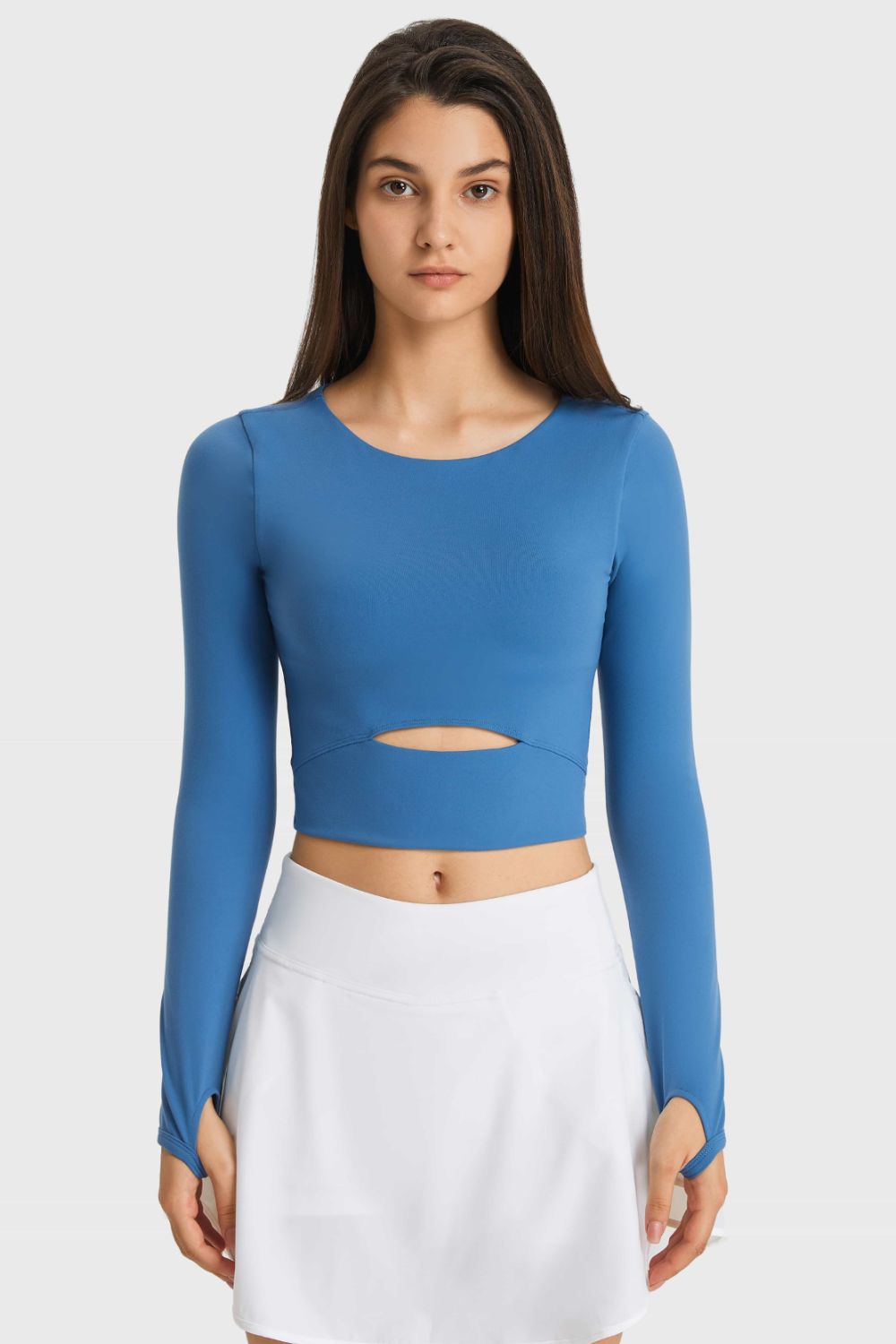 Cutout Long Sleeve Cropped Sports Top Main image