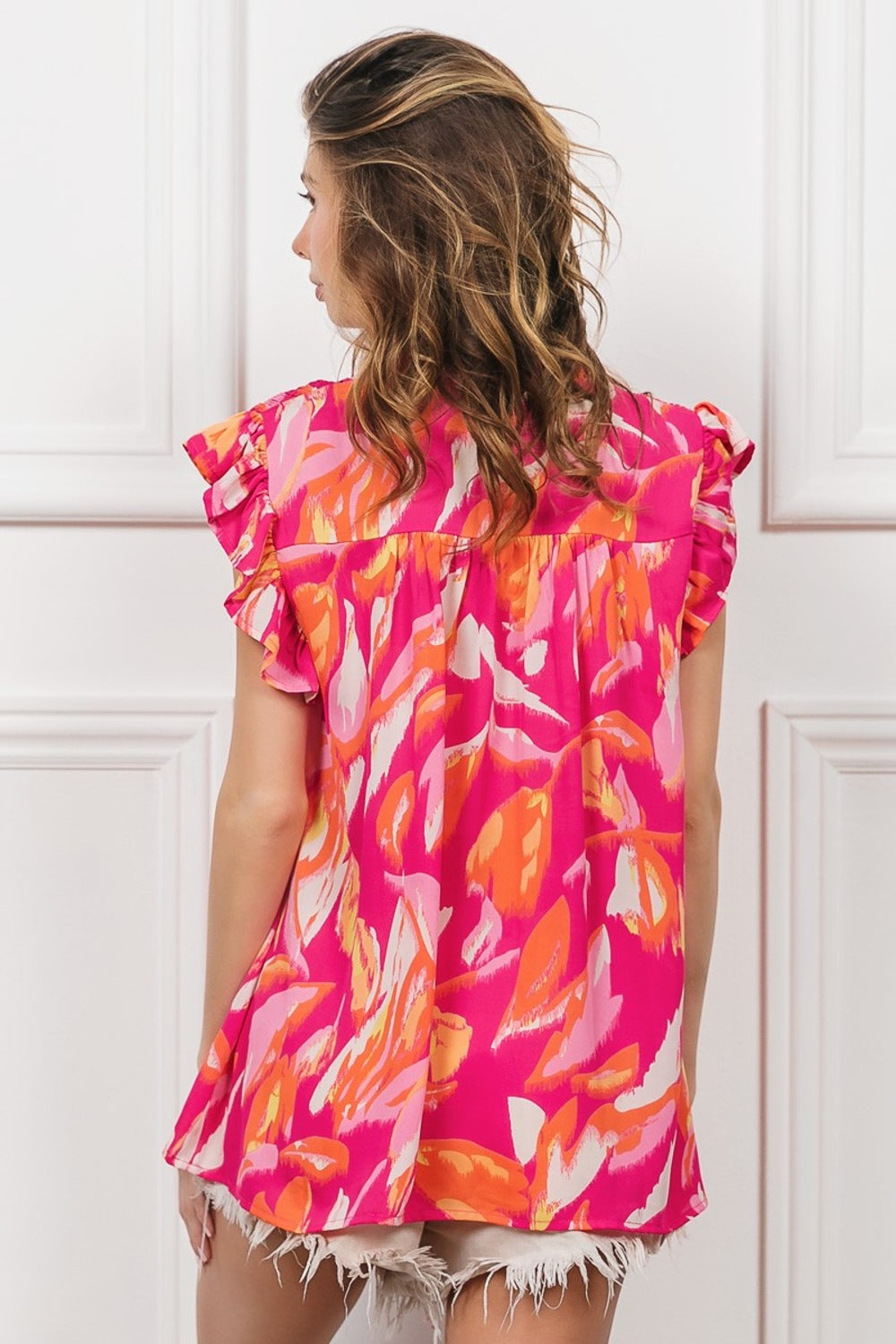 Smocked Yoke Ruffled Floral Top Secondary image