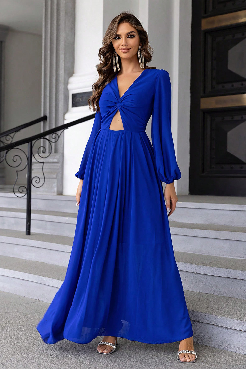 Twist Front Cutout Long Sleeve Dress Main image