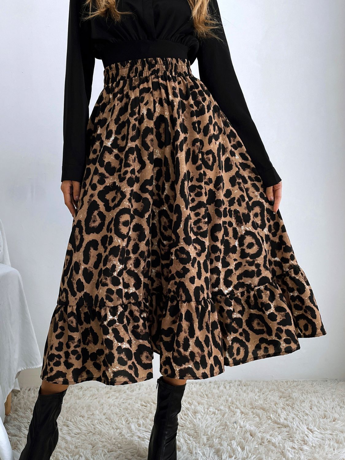 Printed Elastic Waist Midi Skirt Main image