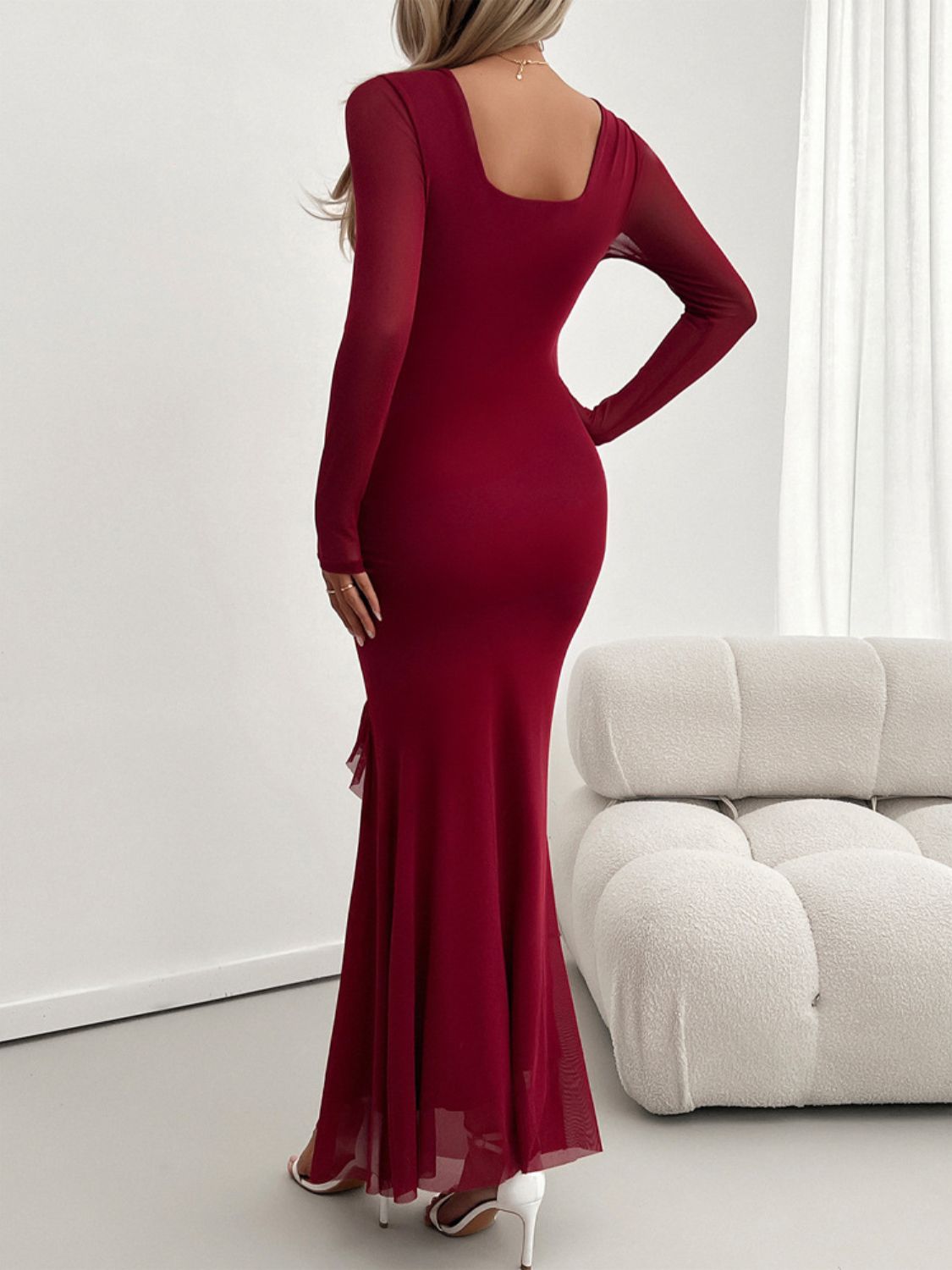 Ruffled Surplice Long Sleeve Maxi Dress Secondary image