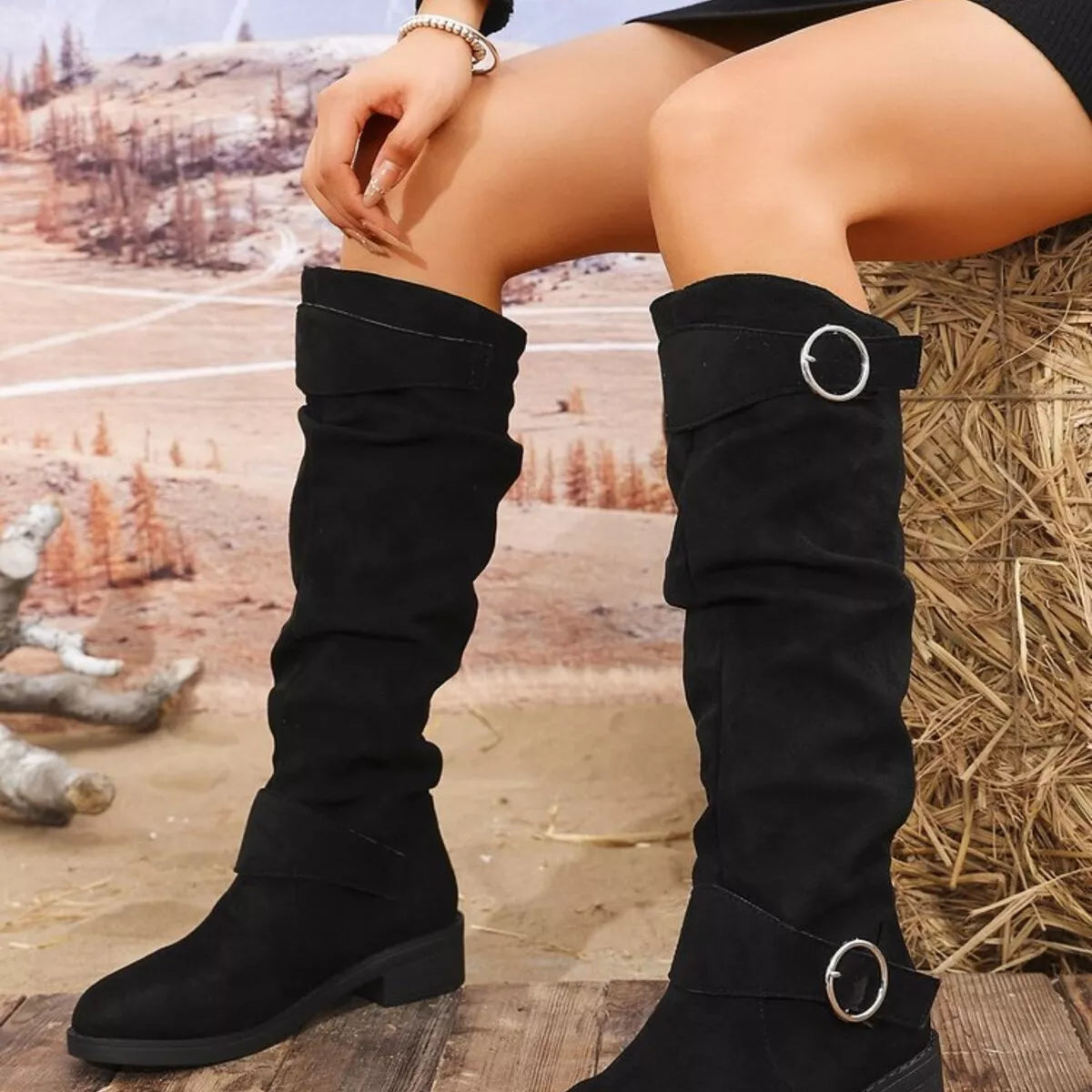 Block Heel Boots with Buckle Detail Secondary image