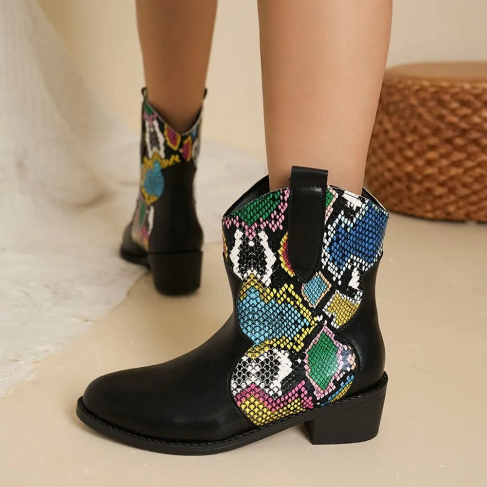 Vegan Leather Color Block Boots Secondary image