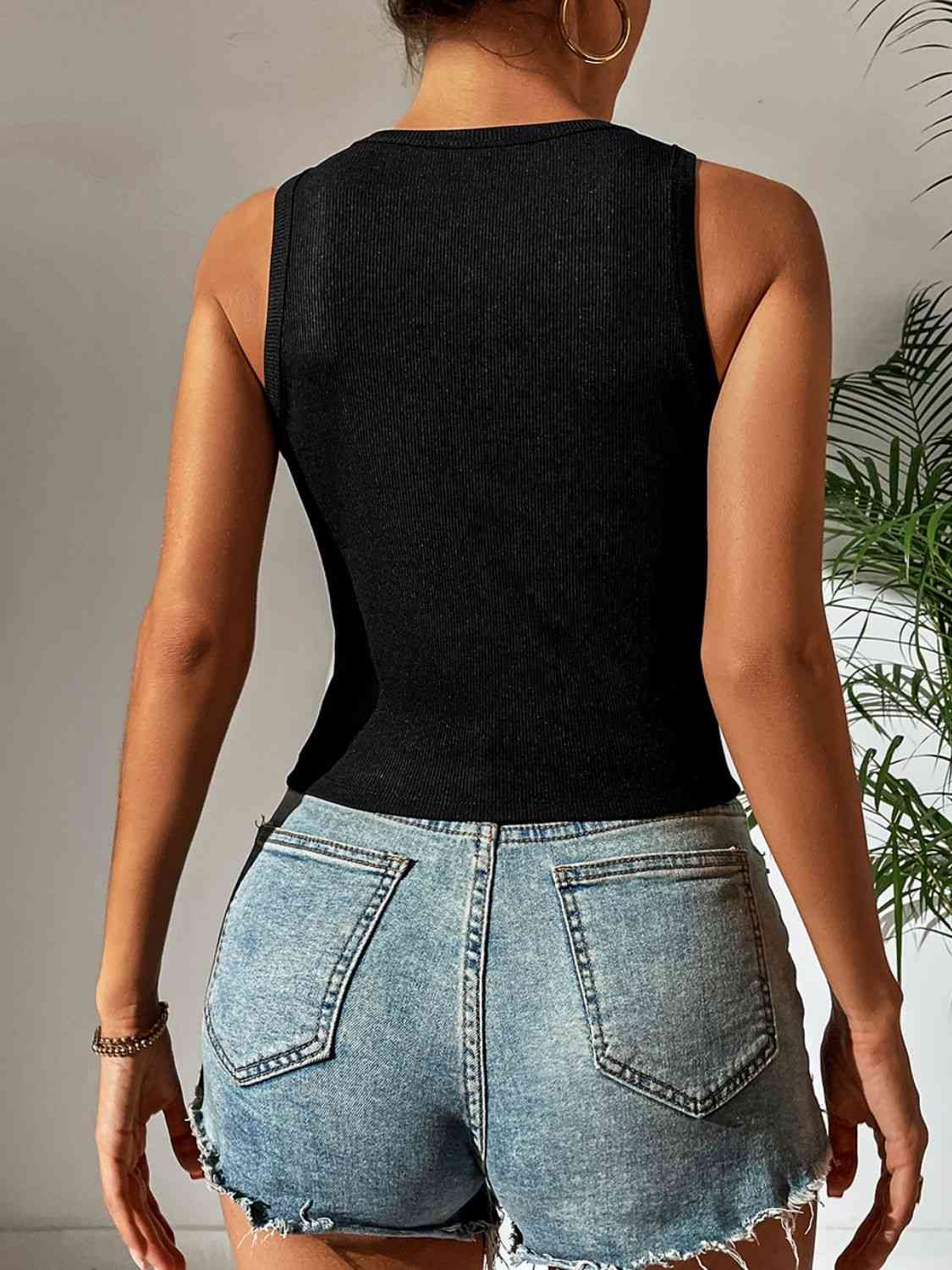 Ivy Lane Leopard Cutout Round Neck Tank Secondary image