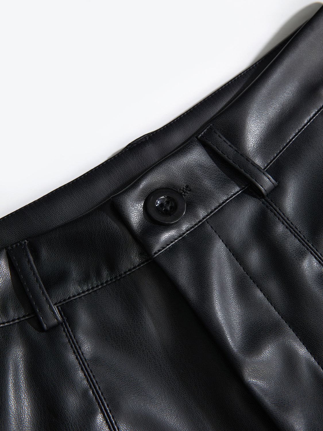 High-Rise Vegan Leather Shorts with Pockets Secondary image