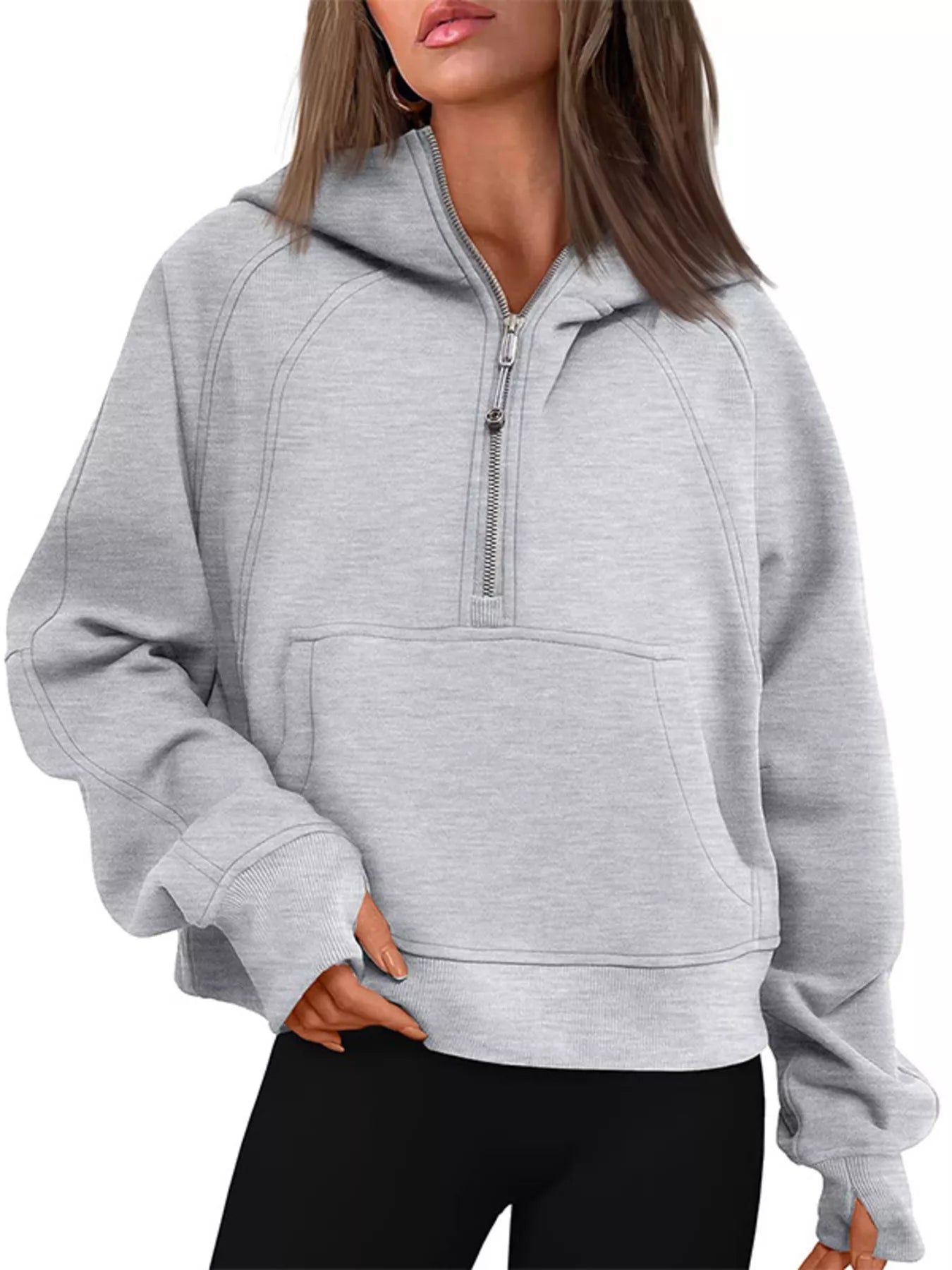 Half-Zip Kangaroo Pocket Hoodie Secondary image