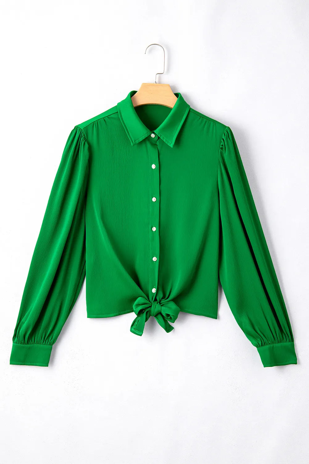 Tied Collared Neck Long Sleeve Shirt Secondary image