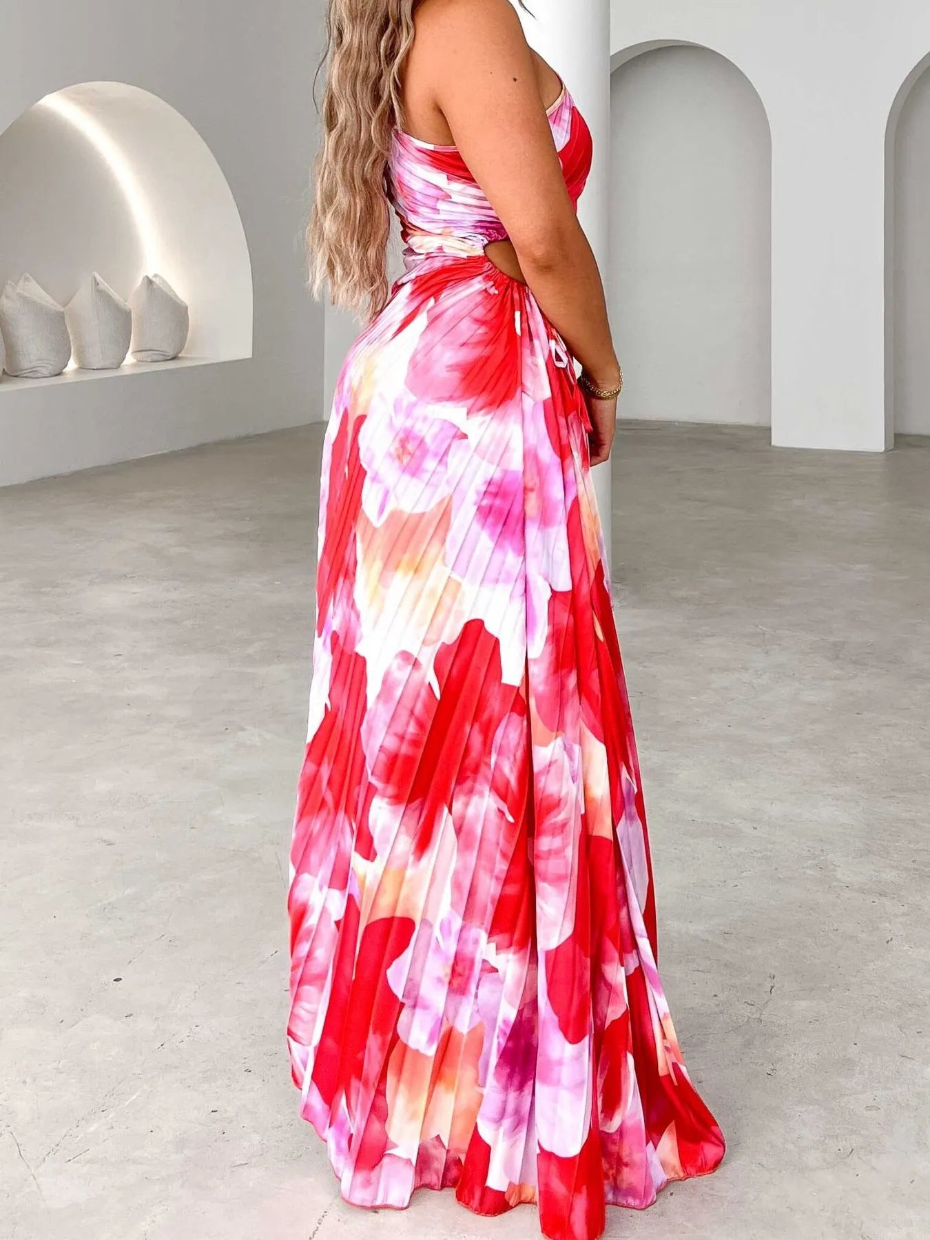 Printed One Shoulder Asymmetrical Maxi Dress Secondary image