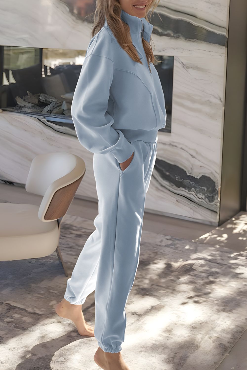 Half Zip Long Sleeve Top and Joggers Set Secondary image