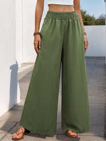 Smocked Wide Leg Pants