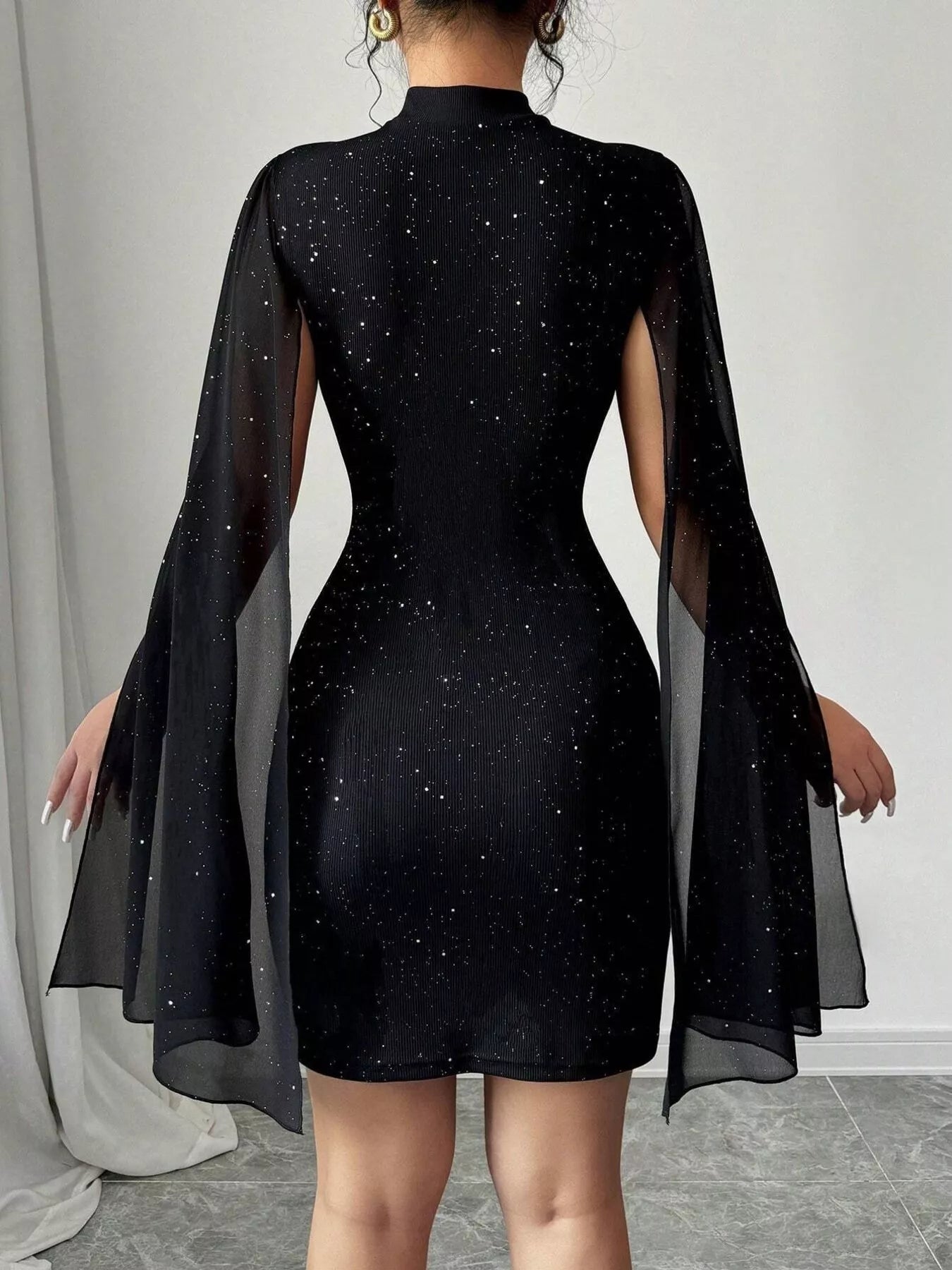 Cutout Bodycon Mini Dress with Cape Sleeves Secondary image