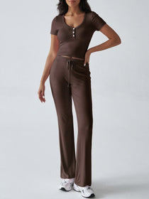 Short Sleeve Top and Drawstring Pants Set