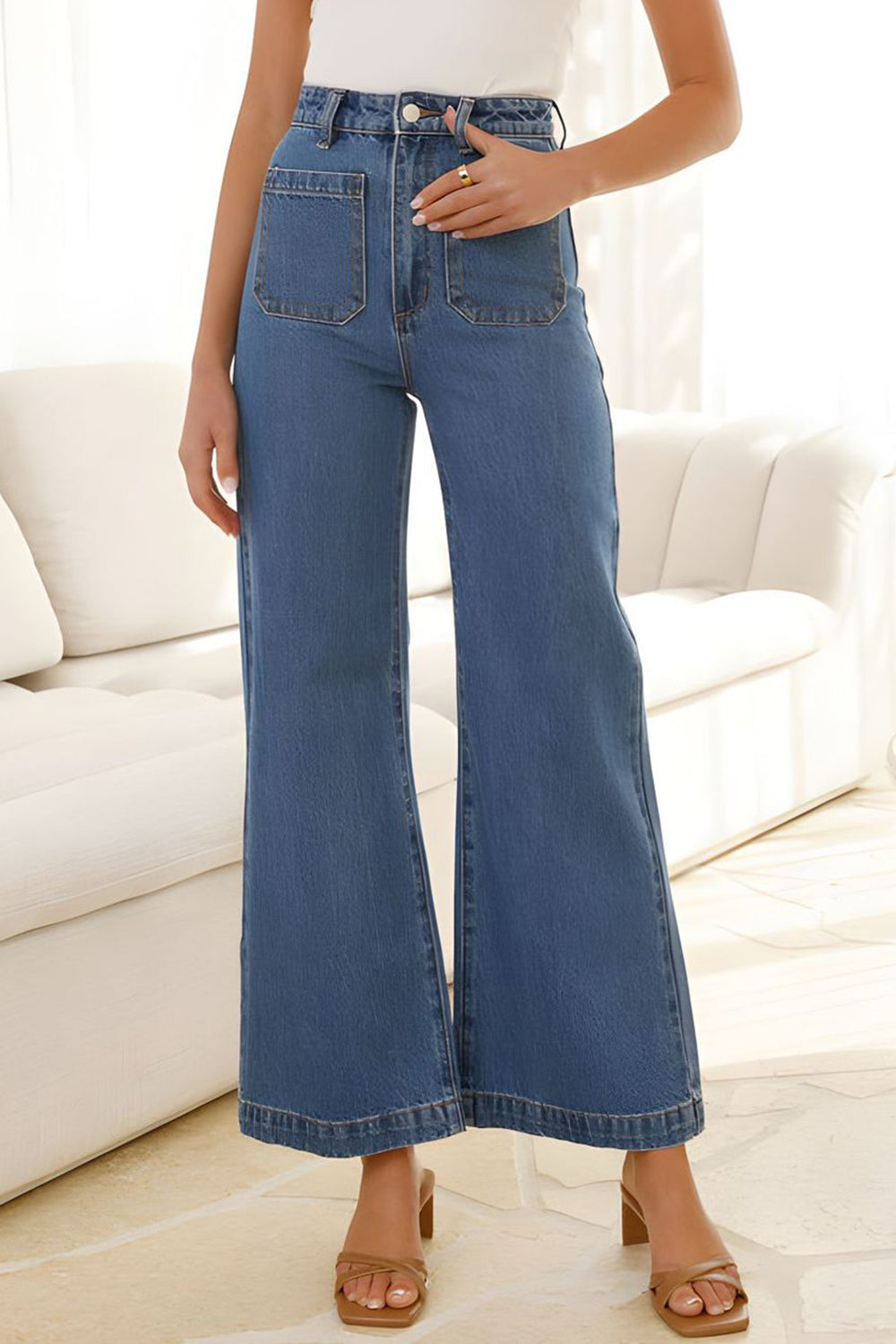 High Waist Bootcut Jeans with Pockets Secondary image