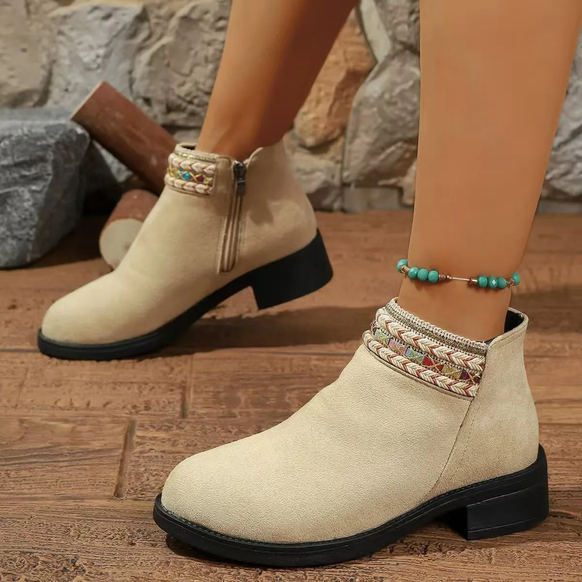Side Zip Block Heel Boots Secondary image