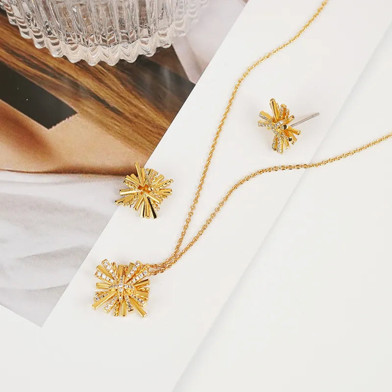 Starburst Gold Plated Earrings and Necklace Set Secondary image