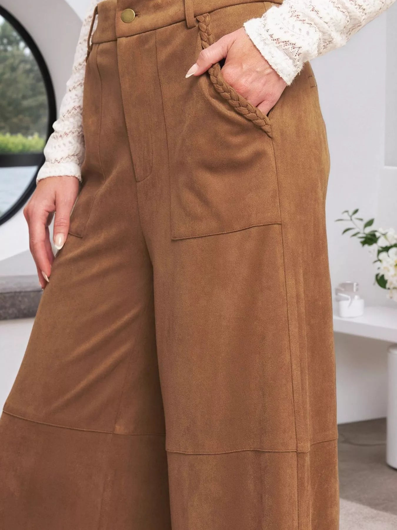 High-Waisted Wide Leg Pants with Pockets Secondary image