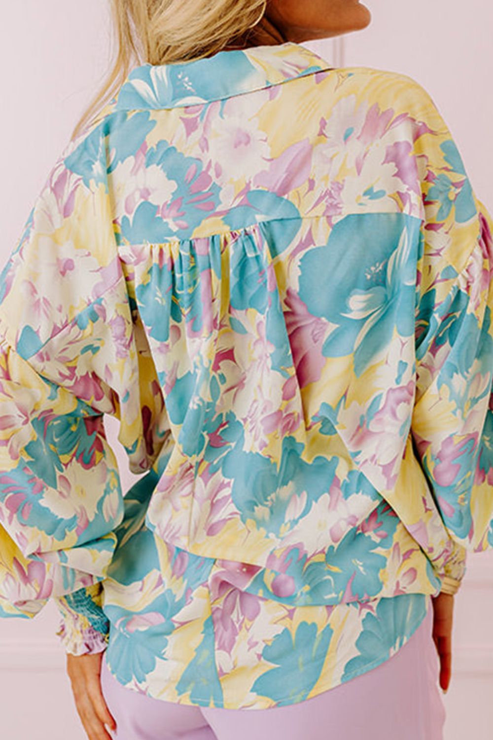 Printed Button Down Lantern Sleeve Shirt Secondary image