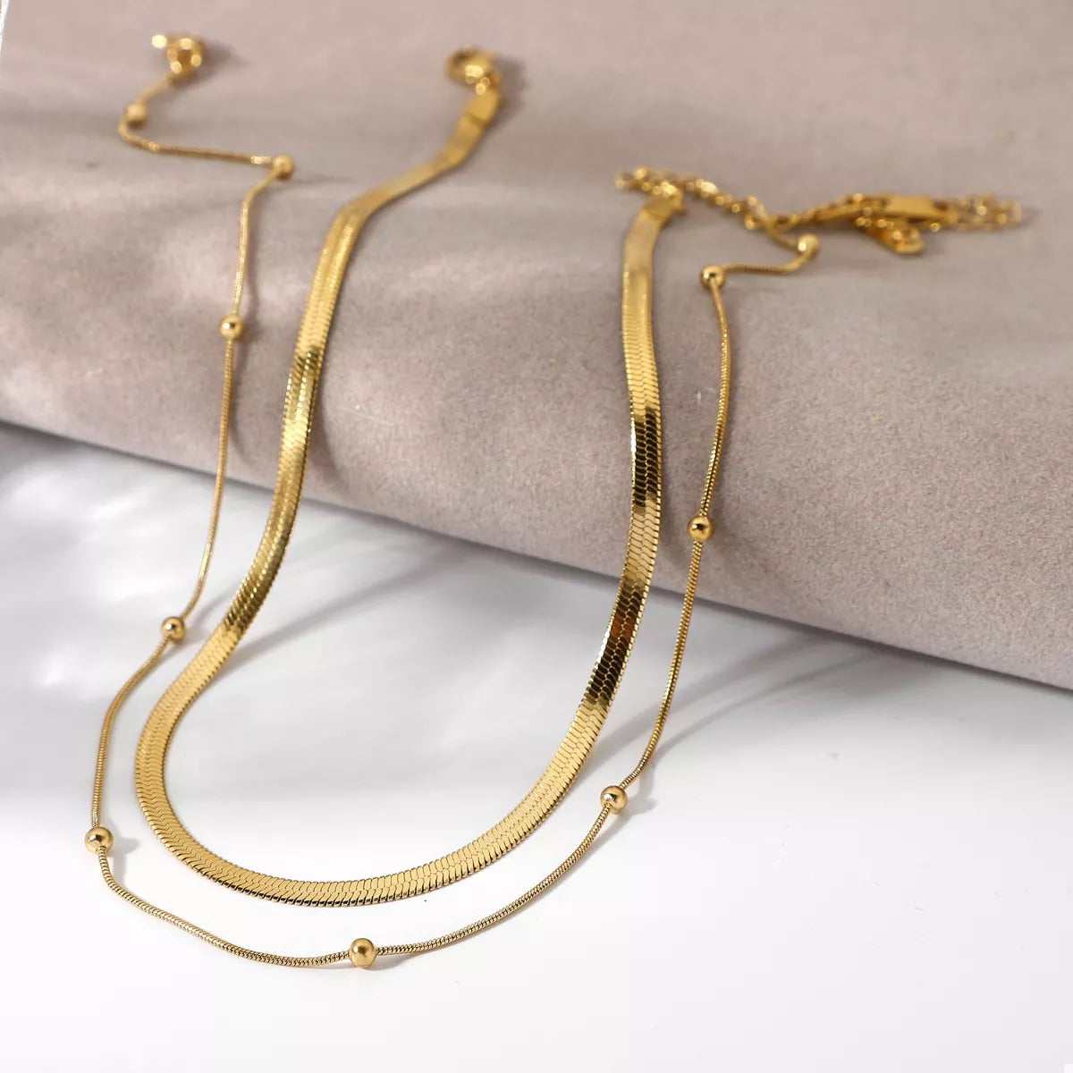 2-Piece Layered Gold Chain Necklace Set - 18K Gold-Plated Secondary image