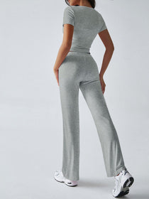 Short Sleeve Top and Drawstring Pants Set