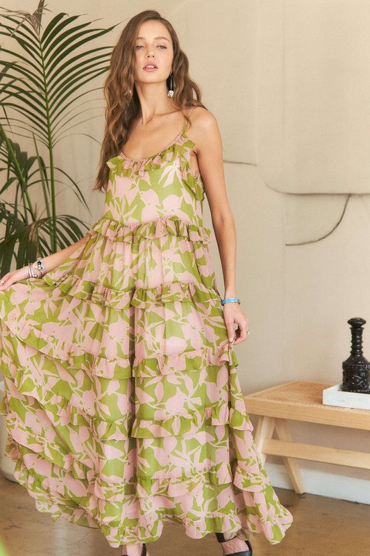 Ruffled Tiered Scoop Neck Cami Dress