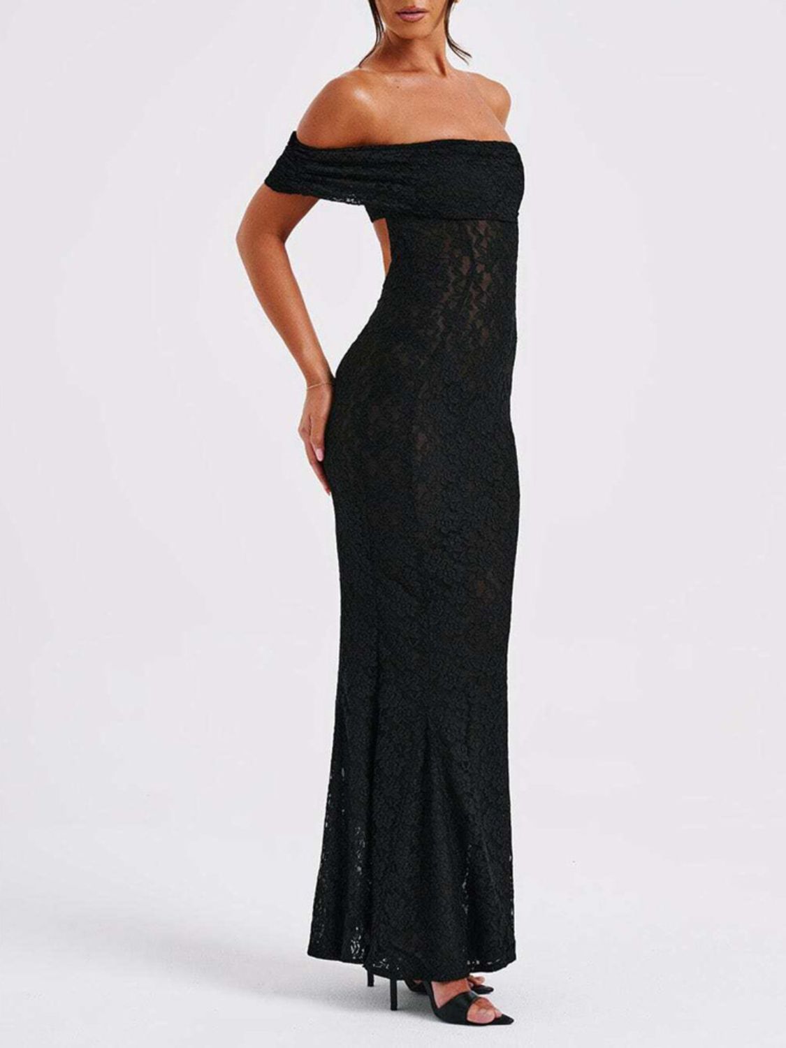 Backless Lace Off-Shoulder Maxi Dress Secondary image