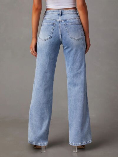 High Waist Straight Jeans with Pockets Secondary image