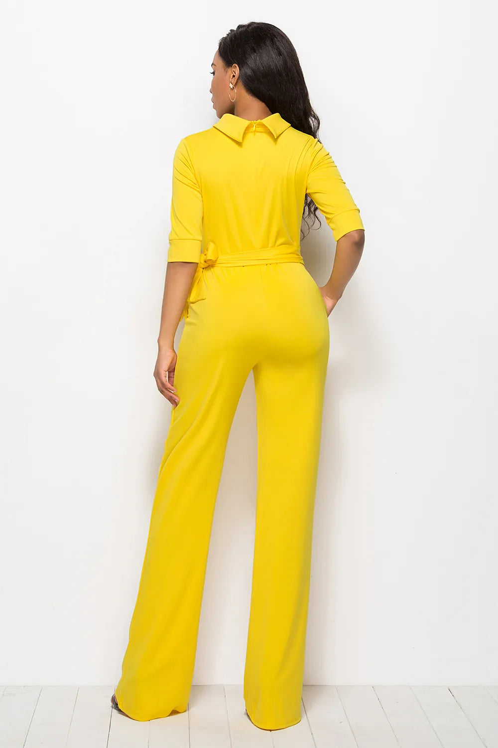 Mock Neck Tie-Waist Half Sleeve Jumpsuit Secondary image