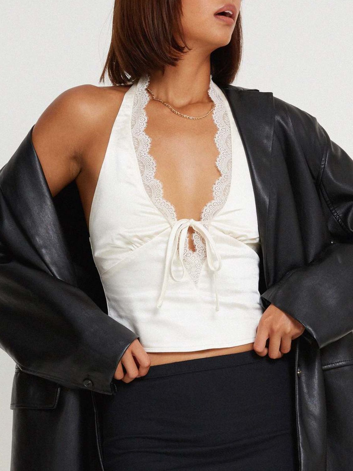 Lace Detail Halter Neck Tank Main image