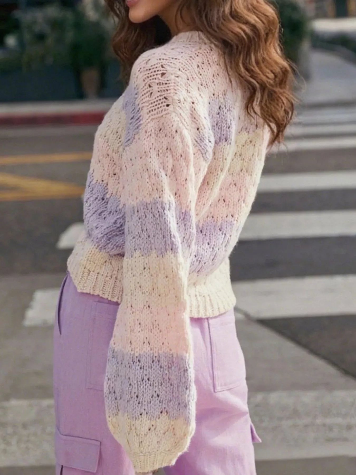 Color Block Button Up Cardigan Secondary image