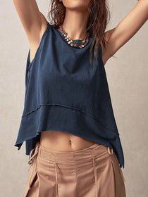 Exposed Seam Tank Top with Side Slit