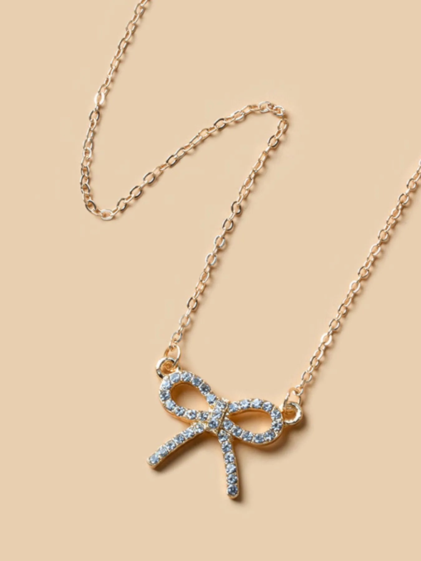 Bow Pendant Necklace with Cubic Zirconia Secondary image