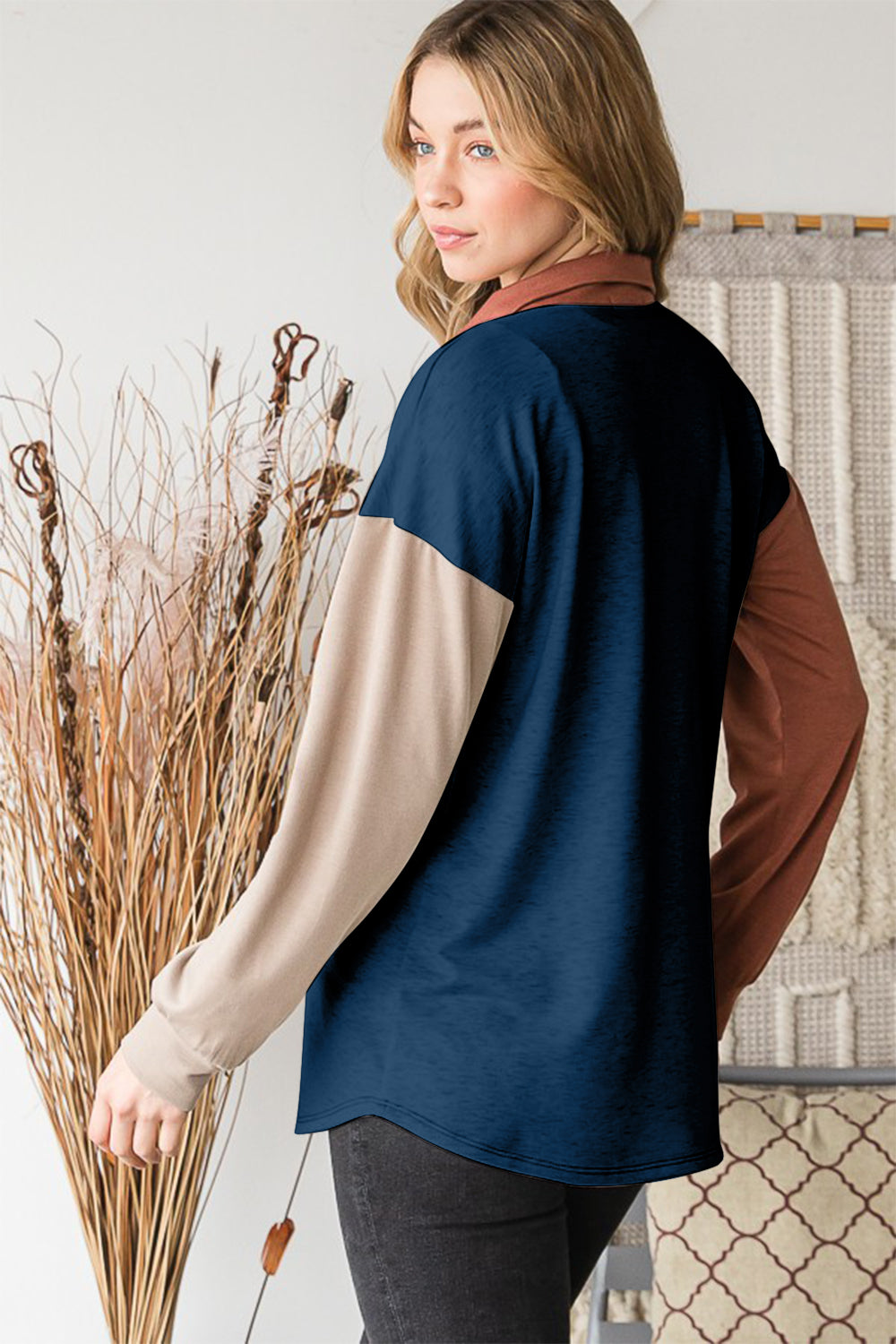 Full Size Color Block Button Down Shirt Secondary image