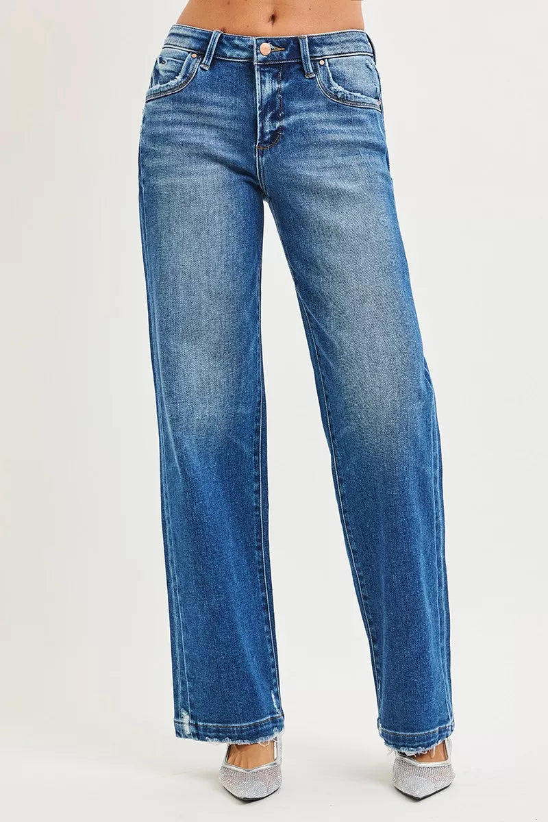 Slouchy Baggy Jeans with Raw Hem and Side Seam Detail Secondary image