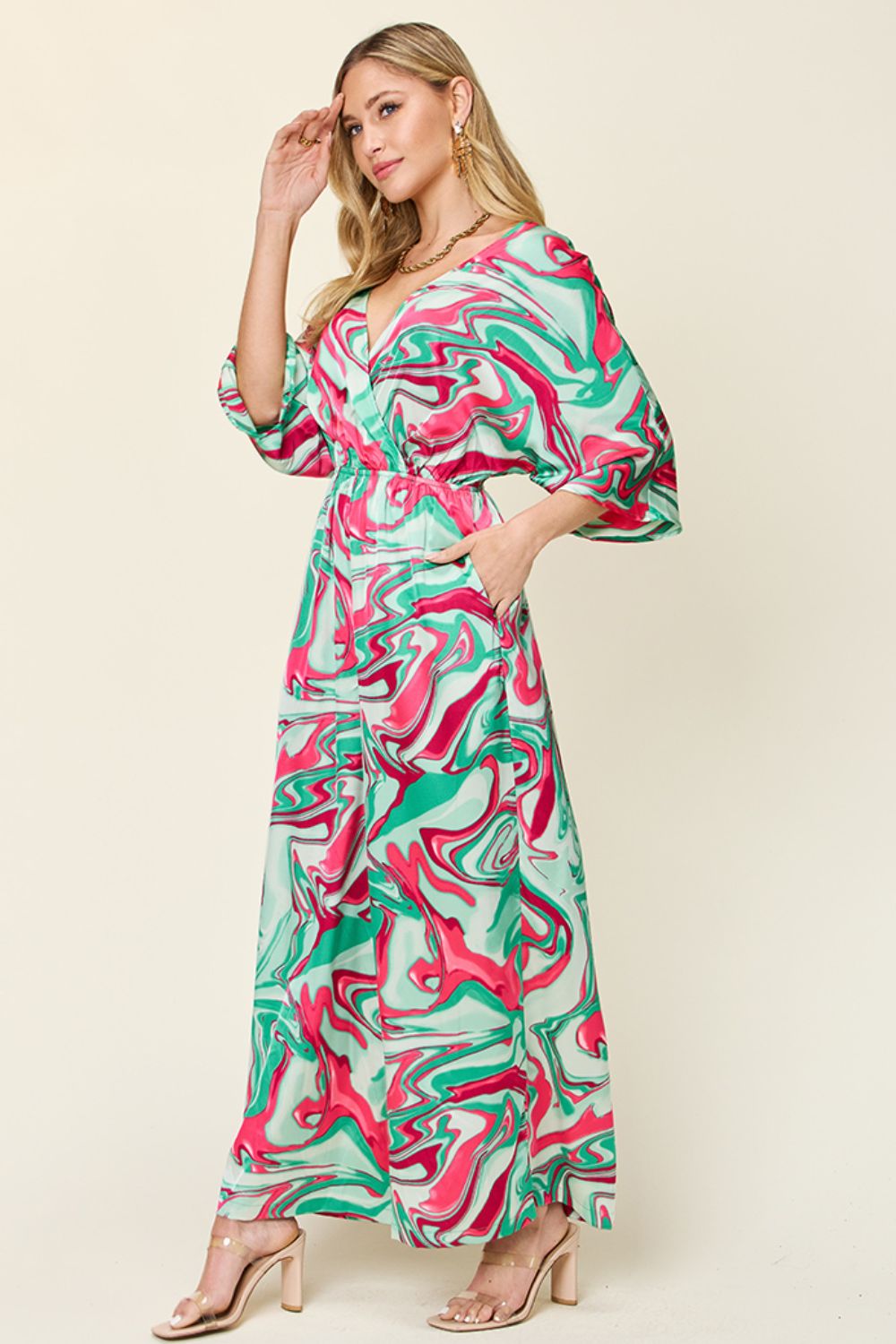 Sleeve Wide Leg Jumpsuit